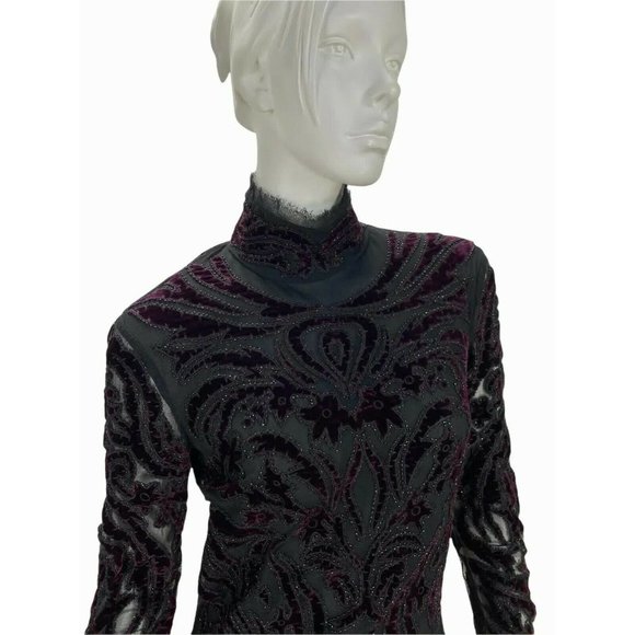 Iconic Emilio Pucci F/W 2011 Bordeaux Velvet-Embroidered Dress IT 44, US 8 - Picture 5 of 11